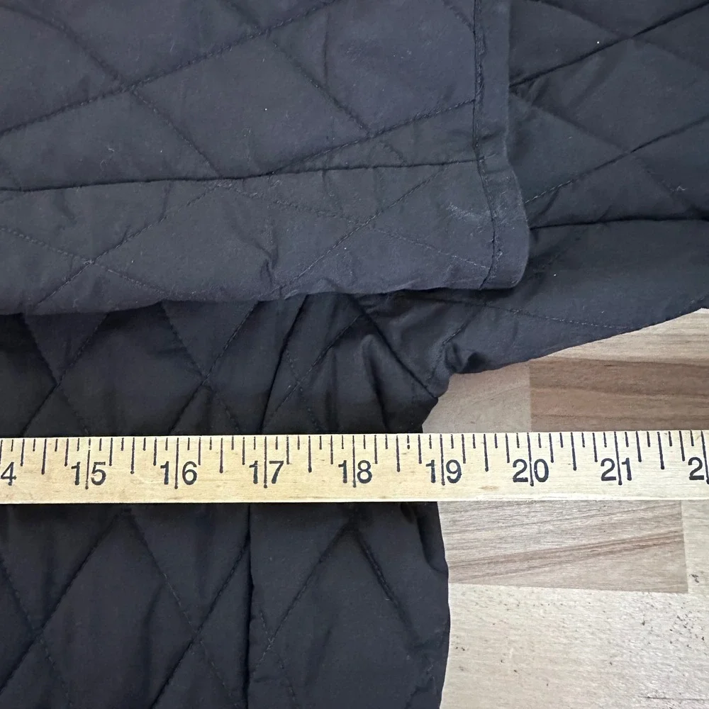 Lands End Black Quilted Barn Jacket Gold Hardware Pink Lining Women's Size Small